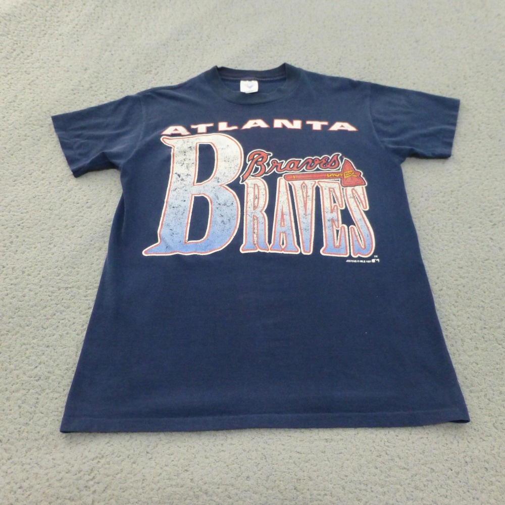 Vintage Atlanta Braves T Shirt Medium Artex Sportswear 1991 MLB Single Stitch